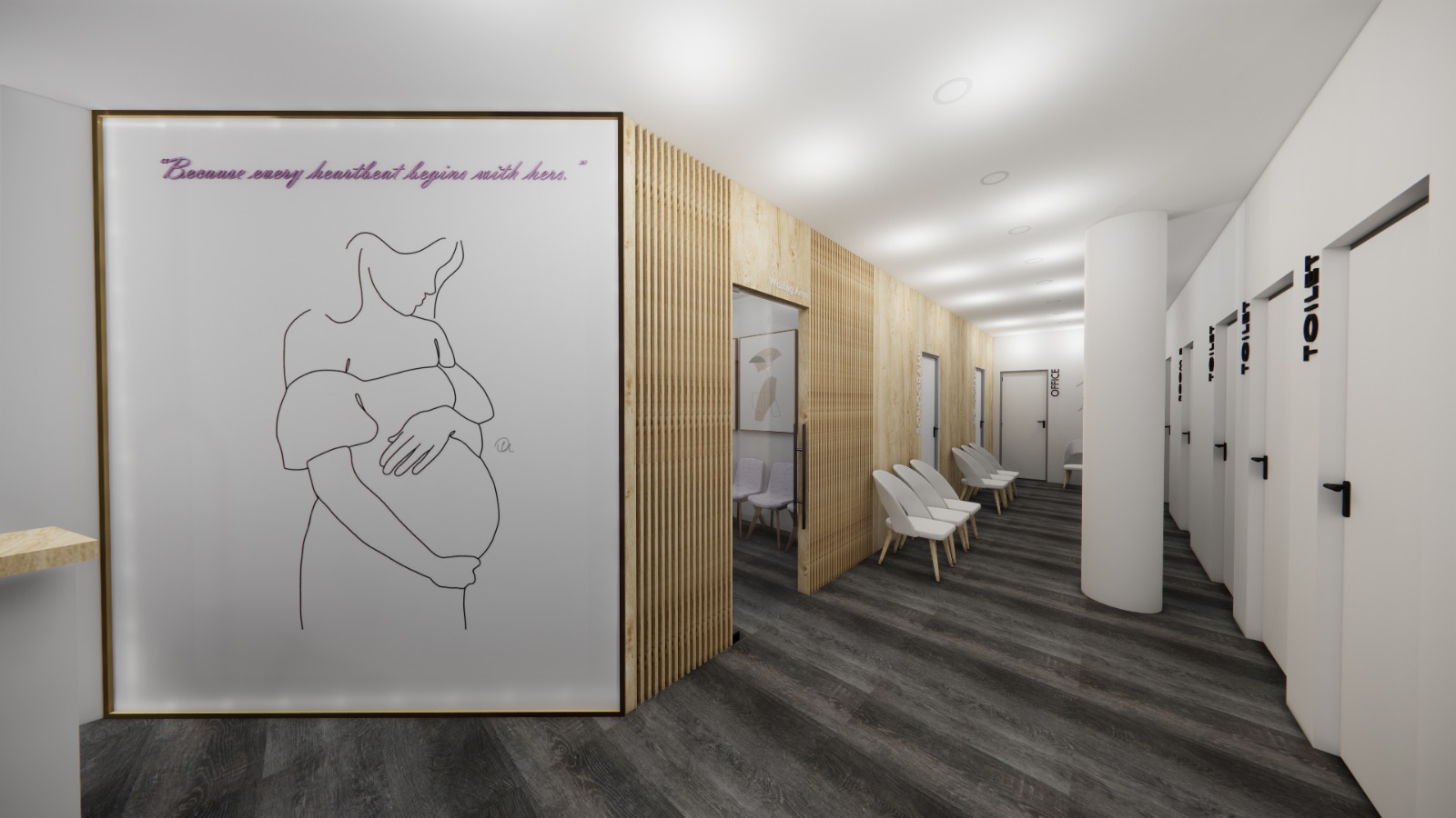 Eleganter Flurbereich gynäkologische Praxis NRW mit hochwertigem Design